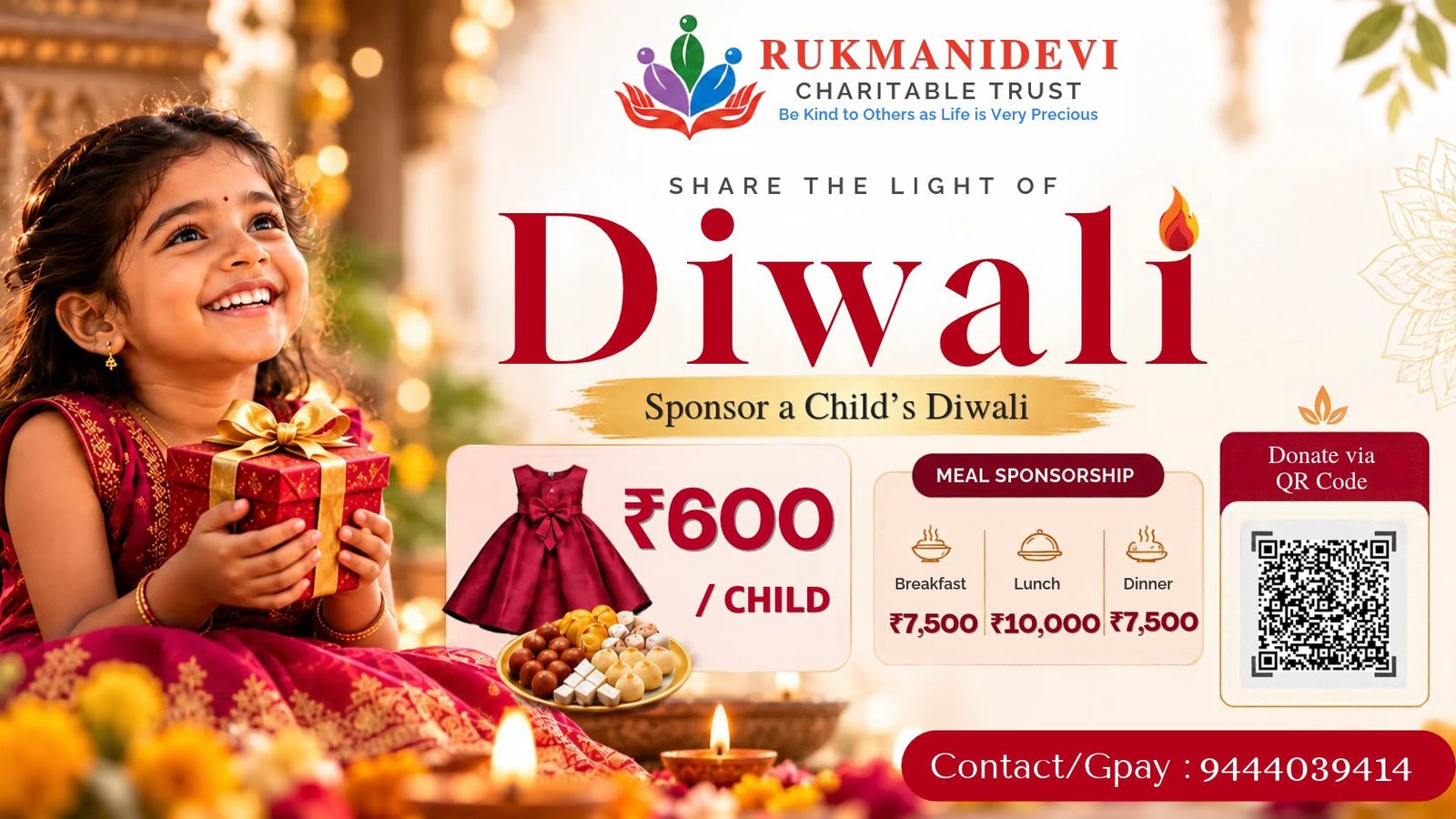 Rukmani Devi Charitable Trust Diwali Child Sponsorship